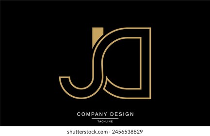 JD, DJ Letras Abstractas Logo Monograma Diseño Vector