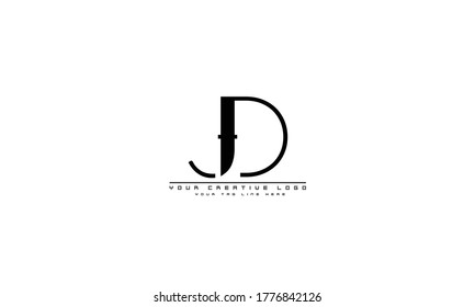 Plantilla de monograma del logotipo del vector abstracto de JD DJ