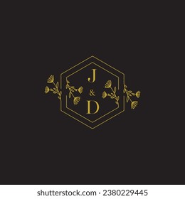 JD elegant wedding initial logo in high quality professional design that will print well across any print media