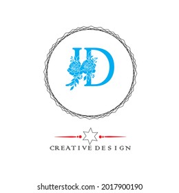 JD Floral letter logo.floral letter with creative frame.creative logo for company.jd creative logo