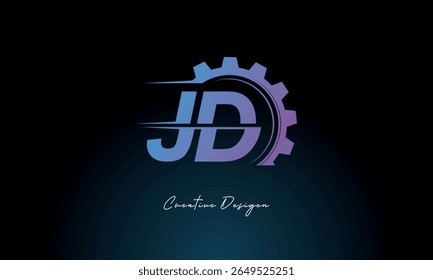 JD Gear Fusion Logo – Industrial Tech-Inspired Letter mark Futuristic Industrial Letter Mark Design for Technology and Engineering Brands.