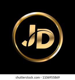 JD initial circle company logo gold black background