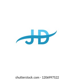JD Initial letter, overlapping movement swoosh logo,blue sea color isolated on white background