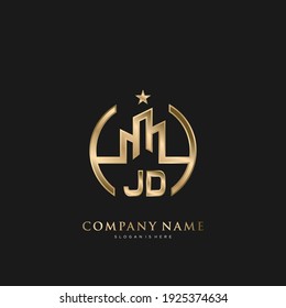 JD Initial Letter Real Estate Luxury house Logo Vector art for Business, Building, Architecture