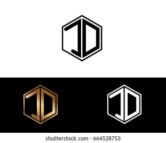 JD initial letters linked with hexagon shape logo

