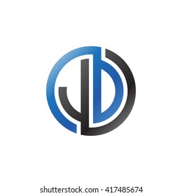 JD initial letters looping linked circle logo black blue