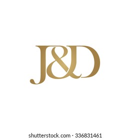 J&D Initial logo. Ampersand monogram golden logo