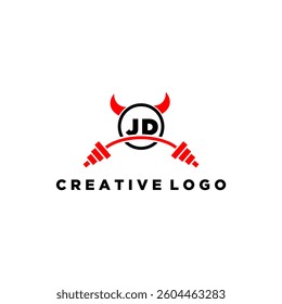JD initial monogram for fitnes or gym logo with devil style design