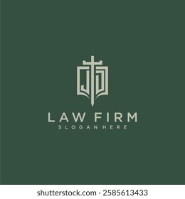 JD initial monogram for law firm with sword and shield logo image