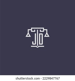 Monograma inicial de JD para el logotipo de la firma de ley con imagen vectorial de escalas