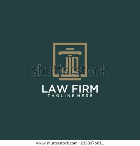 JD initial monogram logo for lawfirm with pillar design in creative square