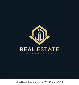 JD initial monogram logo for real estate with home shape creative design