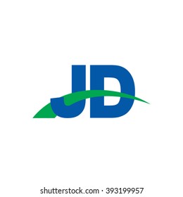JD initial overlapping swoosh letter logo blue green