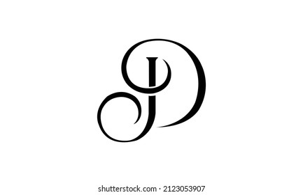 Diseño del logotipo del alfabeto de texto en letra monográfica de las iniciales JD