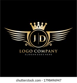 JD Letter Initial mit Royal Wing Logo Template.