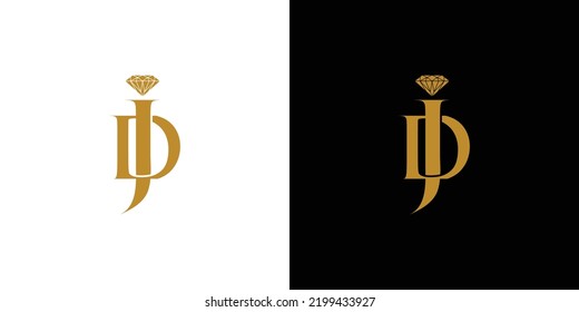 JD letter initials logo design combination of modern and luxury diamond symbol