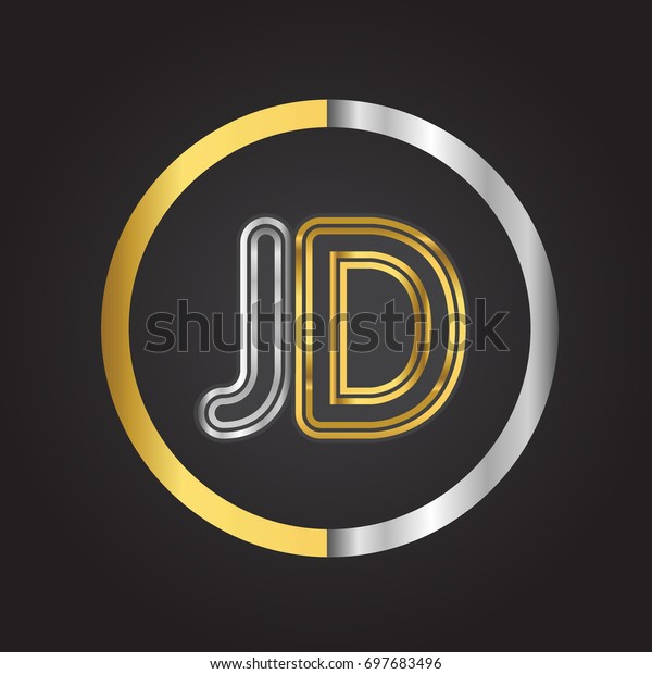 Jd Letter Logo Circle Gold Silver Stock Vector (Royalty Free) 697683496