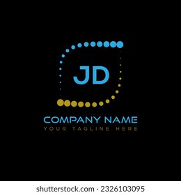 Diseño del logo de la carta JD sobre fondo negro. Concepto del logo de la carta de las iniciales creativas de JD. Diseño único de JD.

