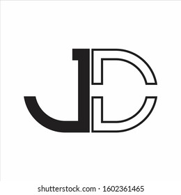 JD Letter logo monogram with oval shape negative space design template white background