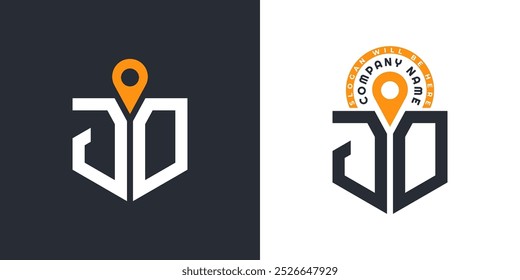 Paquete del logotipo de la Locación de JD. Letra JD Logo Iconos de vectores duales para reclutamiento y navegación