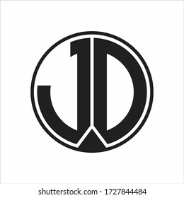 Monograma del logotipo de JD con estilo de cinta de la pieza sobre fondo blanco