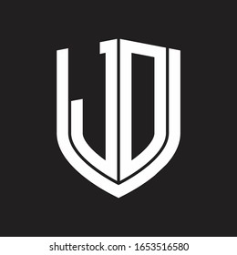 JD Logo monogram with emblem shield design isolated on black background