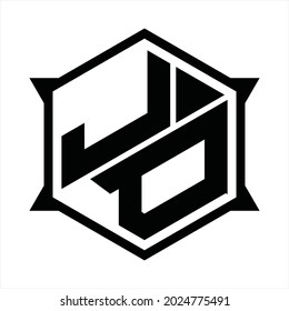JD Logo monogram with hexagon and sharp shape design template