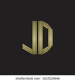 JD Logo monogram outline style linked isolated with gold colors