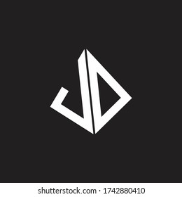 Monograma de logotipo JD con plantilla de diseño de cinta de forma triangular de alto nivel