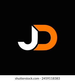 Logo de JD. JD set , J D design. Letra blanca JD. Diseño de logotipo de letras JD, J D.