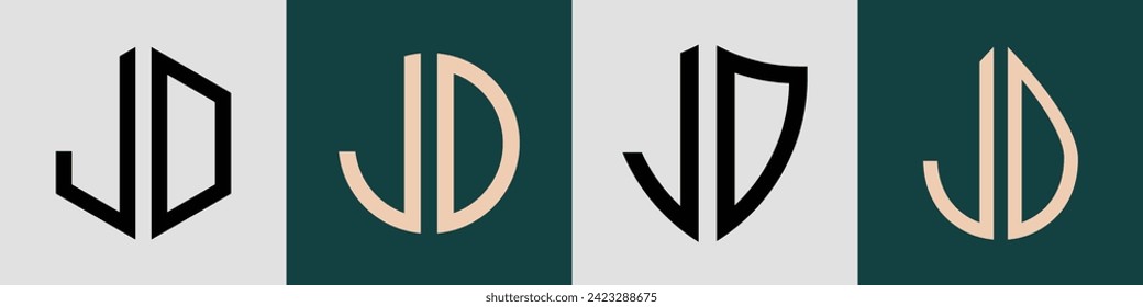 JD modern initial letter logo design vector bundle. It will be suitable for which company or brand name start those initial.