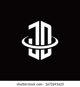 Logotipo de monograma en forma de hexágono y rodeado por un anillo