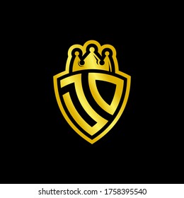 JD monogram logo with shield and crown style design template isolated on black background