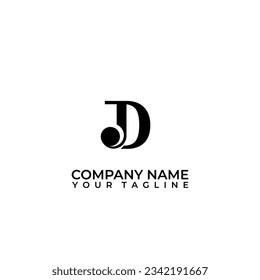 JD monogram logo in white isolated background