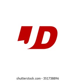 JD negative space letter logo red