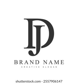 JD trendy logotype template. Initial letter j and d classic font style. Creative logo for company name or identity. Vector illustration.