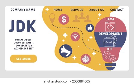 JDK - Java Development Kit acronym. business concept background.  vector illustration concept with keywords and icons. lettering illustration with icons for web banner, flyer, landing 