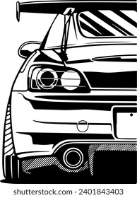 Jdm car bumper rear view tail bumper vector JDM icon. Translation Sport car vector 