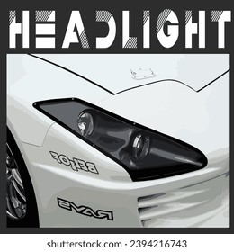 JDM Car headlight Vector. Top Secret Style Headlamp vector