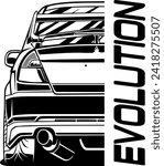 jdm car iconic japan car powerful machine evo power of street cat styled vector