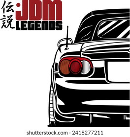 jdm car with Japan kanji letter mean Legend. iconic jdm car