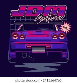 JDM car t-shirt design with text on top by pxlgraph. Perfect for wallpaper, poster, background, t-shirt design, and printing design.