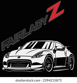 JDM icon sport car vector template illustration can use logo t shirt apparel sticker group community GTR 35 JDM poster flyer banner modify auto show. Japan Car Sedan Fair Lady Z Car 