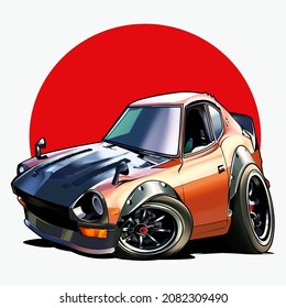 JDM Old Car Illustration with Cartoon Style