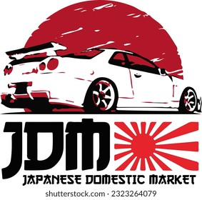 JDM Sticker car culture art. auto japonés con vector solar.