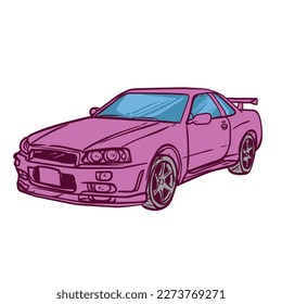Ilustración vectorial de coche estilo JDM con colores frescos

