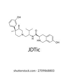 Estructura molecular JDTic, fármaco experimental antagonista selectivo del receptor ?-opioide, diagrama de Vector científico limpio, fórmula química esquelética