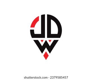 Diseño del logotipo de la forma de ubicación de la letra JDW. Diseño sencillo del logotipo de ubicación de letras JDW.