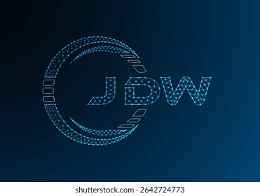 JDW low poly letter logo vector design. JDW lower poly logo design. Low poly logo.