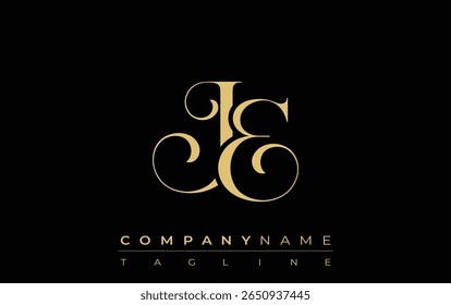 JE Abstract logotipo de joia criativa. Um logotipo elegante com iniciais de monograma dourado em uma tipografia elegante e moderna, perfeito para a marca